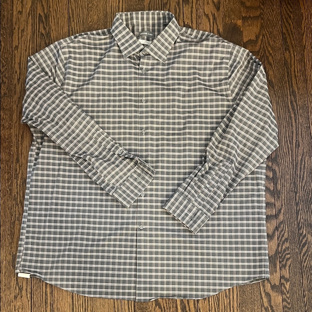 Men's Gray Checkered Shirt 18.5
